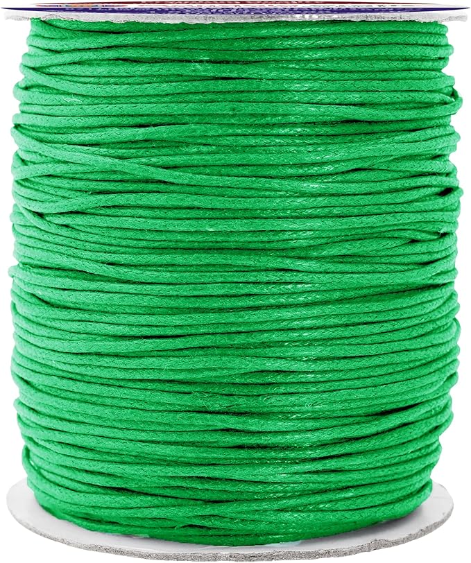 Mandala Crafts 1.5mm 109 Yards Kelly Green Cotton Waxed Cord for Jewelry Making Bracelet Cord Waxed String - Beading String Thread Jewelry Cords for Necklaces String