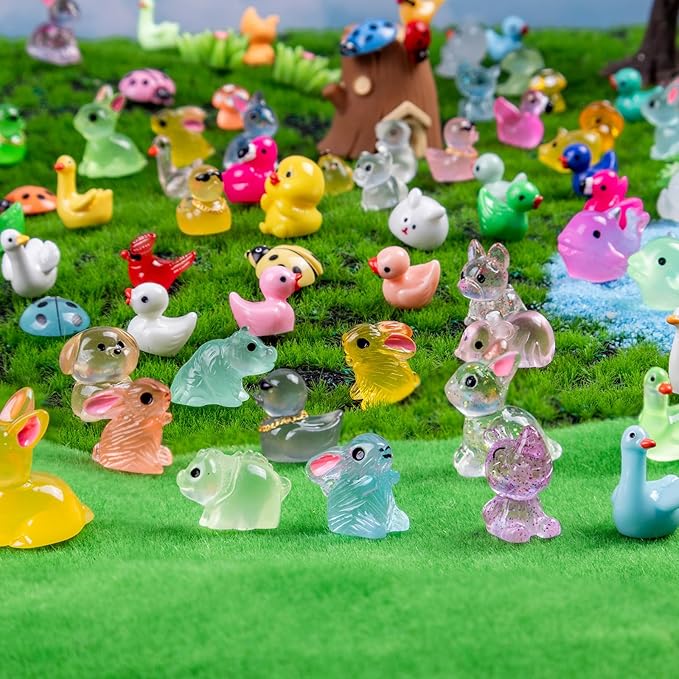 240 Pcs Mini Resin Animals Variety Tiny Animals Figures Miniature Little Small Animal Figurines Bulk for Micro Fairy Garden Landscape Accessories Hide Crafts Decor Aquarium
