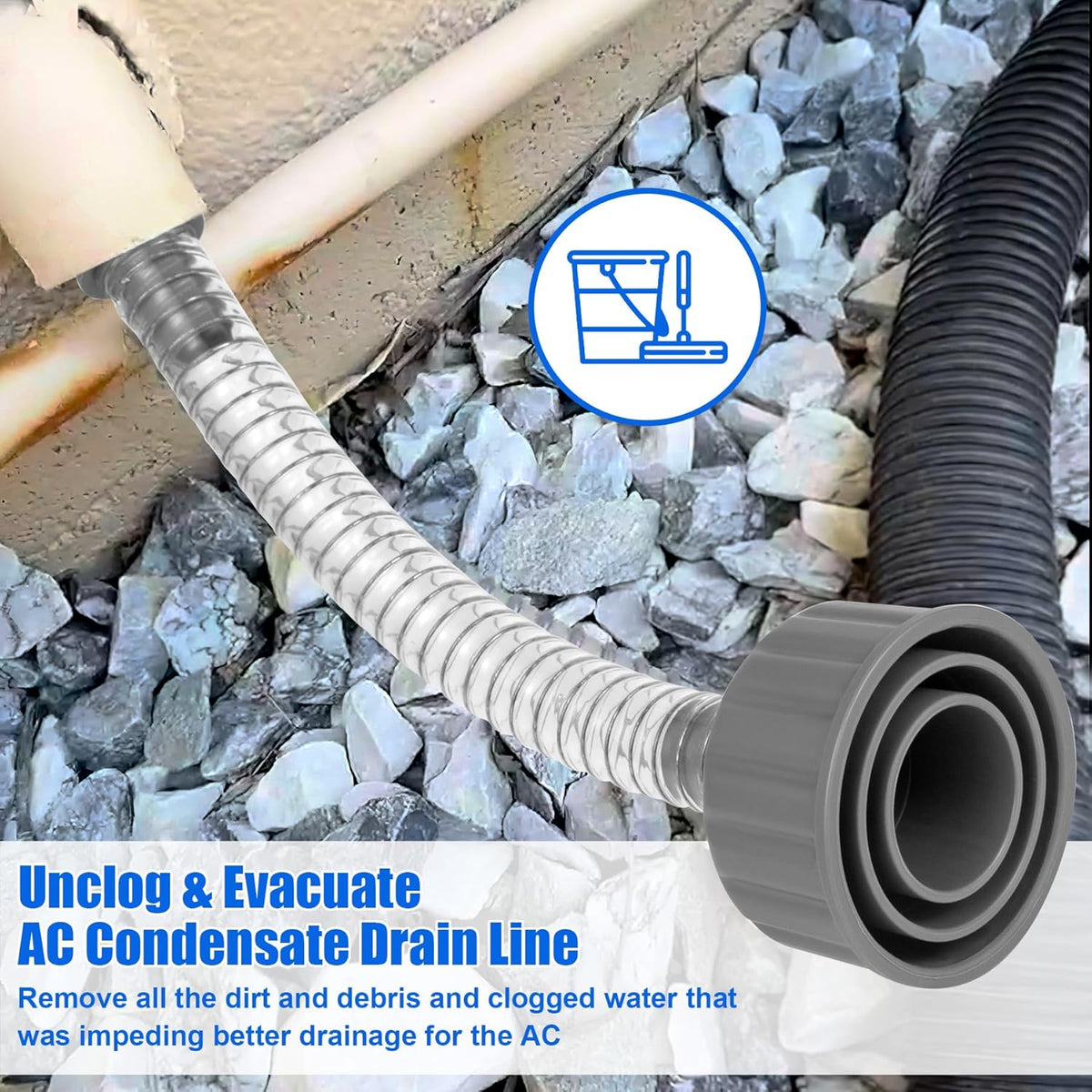 Wet Vac Attachment A/C Drain Lines Cleaner Tool, AC Drain Line Vacuum Adapter to Unclog and Evacuate ABS Compatiable With Most PVC Pipe Sizes Grey