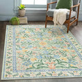 Wonnitar Machine Washable 5x7 Area Rug, Boho Floral Rugs for Living Room Non-Slip, Soft Pink and Green Flower Ultra-Thin Non Shedding Carpet for Bedroom Dining Room Nursery