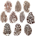 Royal Kraft Floral Wooden Printing Stamps (Set of 10) - DIY Henna Fabric Textile Paper Clay Pottery Blocks Htag2180
