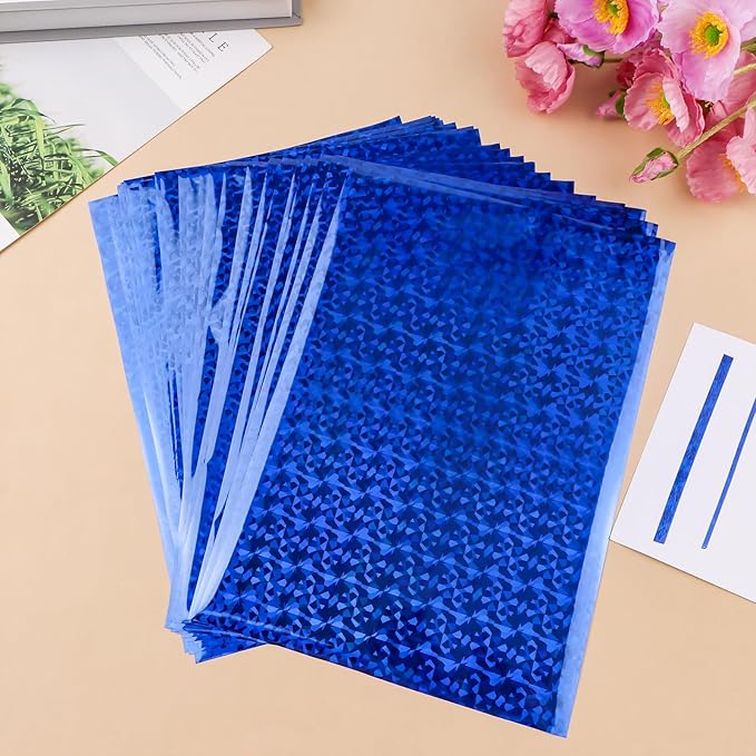 Briartw 50 Sheets Blue Gemstone Toner Reactive Foil - Per Sheet 20x29cm (7.9 x 11.4 inch)- Metallic Finish for Laser Printers & Laminators - Ideal for Printing,Cardmaking,Scrapbooking,DIY Projects