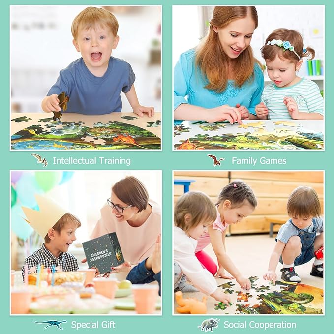 Floor Puzzles for Kids Ages 3-8, 70 Piece Dinosaur Jigsaw Puzzle for Kids Ages 3+ Year Old Large Round Toddler Puzzles Preschool Learning Educational Toys Gift for Boys Girls (Tyrannosaurus)