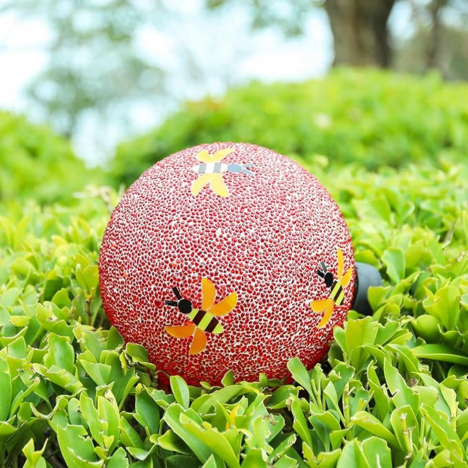 VCUTEKA Gazing Ball, 8" Glass Gazing Balls Sphere for Garden Lawn Outdoor Ornament Yard Decorative, Bee