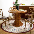 jinchan 6ft Floral Round Rug for Dining Room Washable Living Room Rug Vintage Romance Design Non Slip Indoor Floor Cover Lightweight Low-Profile Throw Carpet for Bedroom Porch Patio, Red/Beige