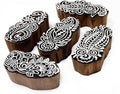 Wood Block Stamp - Handmade Wooden Printing Block, Set of 5 - Wooden Pottery Stamps for Blocks Printing - Wood Blocks for Crafting on Fabric, Clay & Henna Tattoo Hashcart®