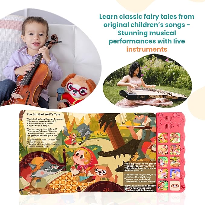 GO GO 9 Fairy Tale Songs: Interactive Sound Book, Musical Books for Toddlers 1-3, Talking Books for Toddlers 1-3, Music Books for Toddlers 1-3, Baby Music Book, Sing Along Books, Baby Book with Sounds