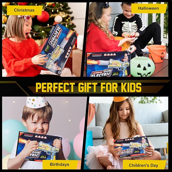 Light Up Toy Gun with Sound Effects & Spray for Ages 3, 4, 5, 6, 7+ Boys - Unique Barrel Telescopic Action - Ideal Halloween Christmas Birthday Gift for Toddlers Kids (Batteries Not Included)