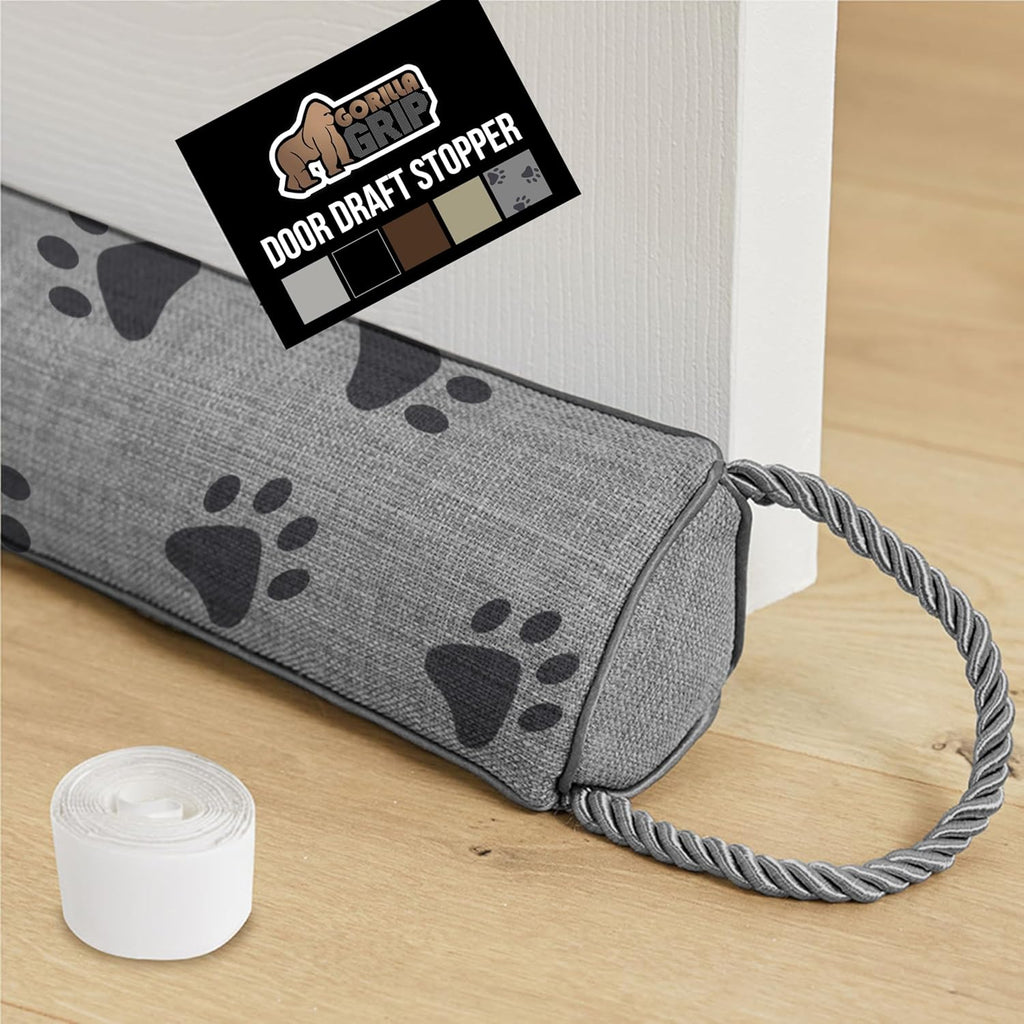 GORILLA GRIP Door Draft Stopper for Bottom of Doors, Weather Stripping Seal Blocks Hot Air, Noise, Bugs, Keeps Cold AC in, Sound Proofing Easy Install Gap Filler, Home Essentials, 32 Inch, Paws