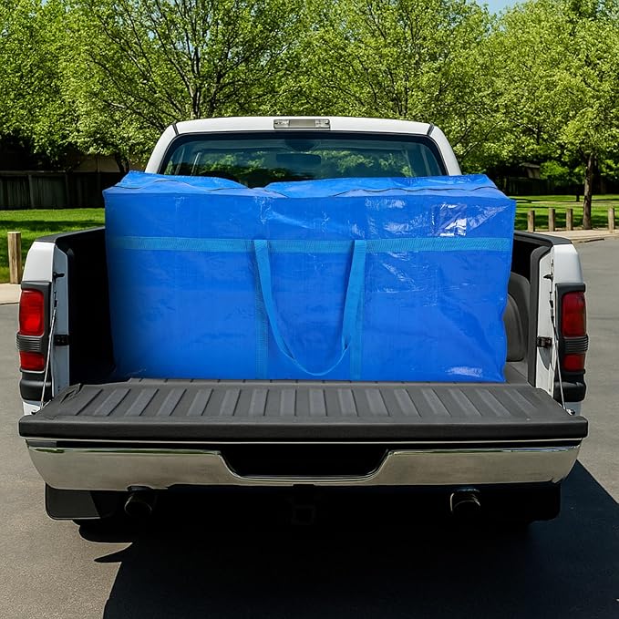 4 Pcs 96 Gallon Large Moving Bags with Zipper and Handles Foldable Storage Duffle Bags Heavy Duty Extra Large Totes for College Dorm Travel Clothes Blankets Bedding Moving (Blue)
