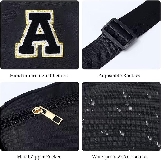 YOOLIFE 30th 40th 50th 60th 70th Birthday Gifts for Women - Personalized Gifts for Her Girlfriend Mom Freinds Female Sister Teacher Monogrammed Belt Bag Crossbody Bag for Women Y, Small, Black