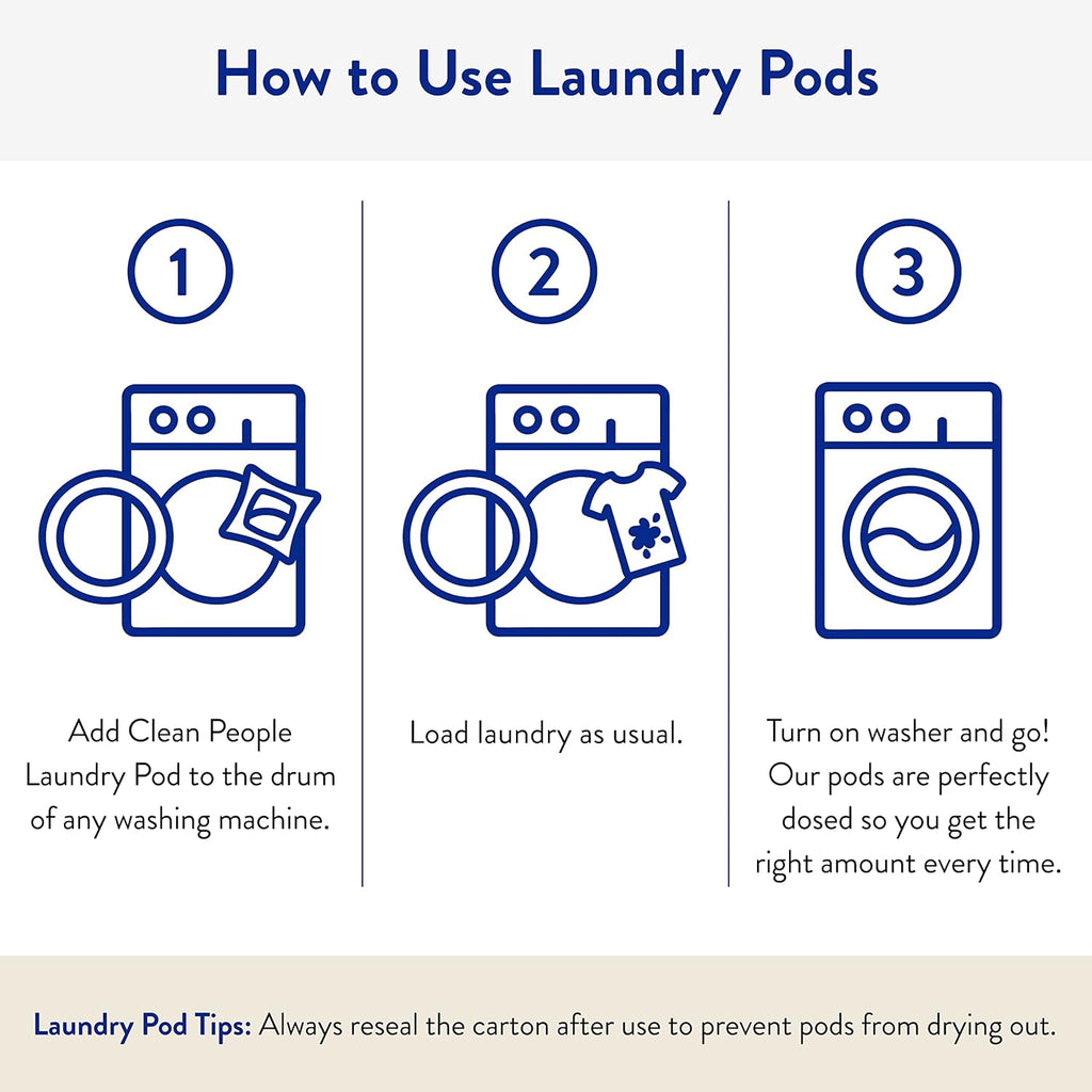The Clean People Laundry Detergent Pods - Hypoallergenic Laundry Pods - Ultra Concentrated, Recyclable Packaging, Stain Fighting - Spring Scent, 96 Pack