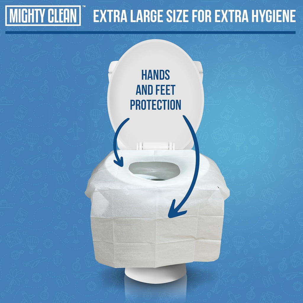 Toilet Seat Covers Flushable (100 Pack) - Upgraded XL Size| Biodegradable Paper Covers for Adults, Kids, Toddlers | Travel Essentials for Public Restroom, Airplane, Camping