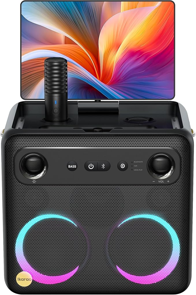 Smart Karaoke Machine for Adults - with Lyrics Display, 64GB Karaoke Tablet, 2 Wireless Mics, Professional Karaoke System, 300W Peak Power, 4 DJ Lights, Karaoke Speaker for Any Occasion