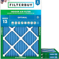 Filterbuy 13.5x19.5x1 Air Filter MERV 13 Optimal Smoke & Allergy Defense (3-Pack), Electrostatic Pleated HVAC AC Furnace Filters Replacement, Made in USA (Actual Size: 13.50 x 19.50 x 0.75)