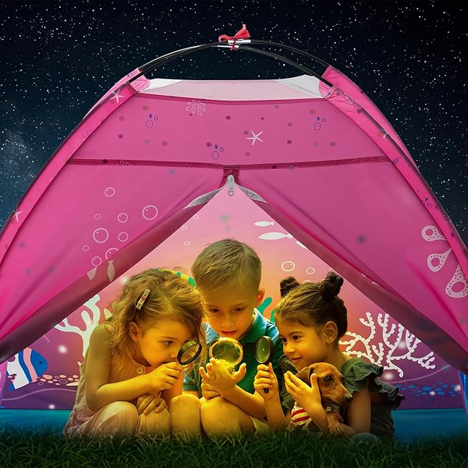 Kids Play Mermaid Tent for Kids, Play Tentes Foldable Pop Up Indoor Outdoor Party Playhouse Tents Toy for Boys Girls-47 * 47 * 41 (Pink)