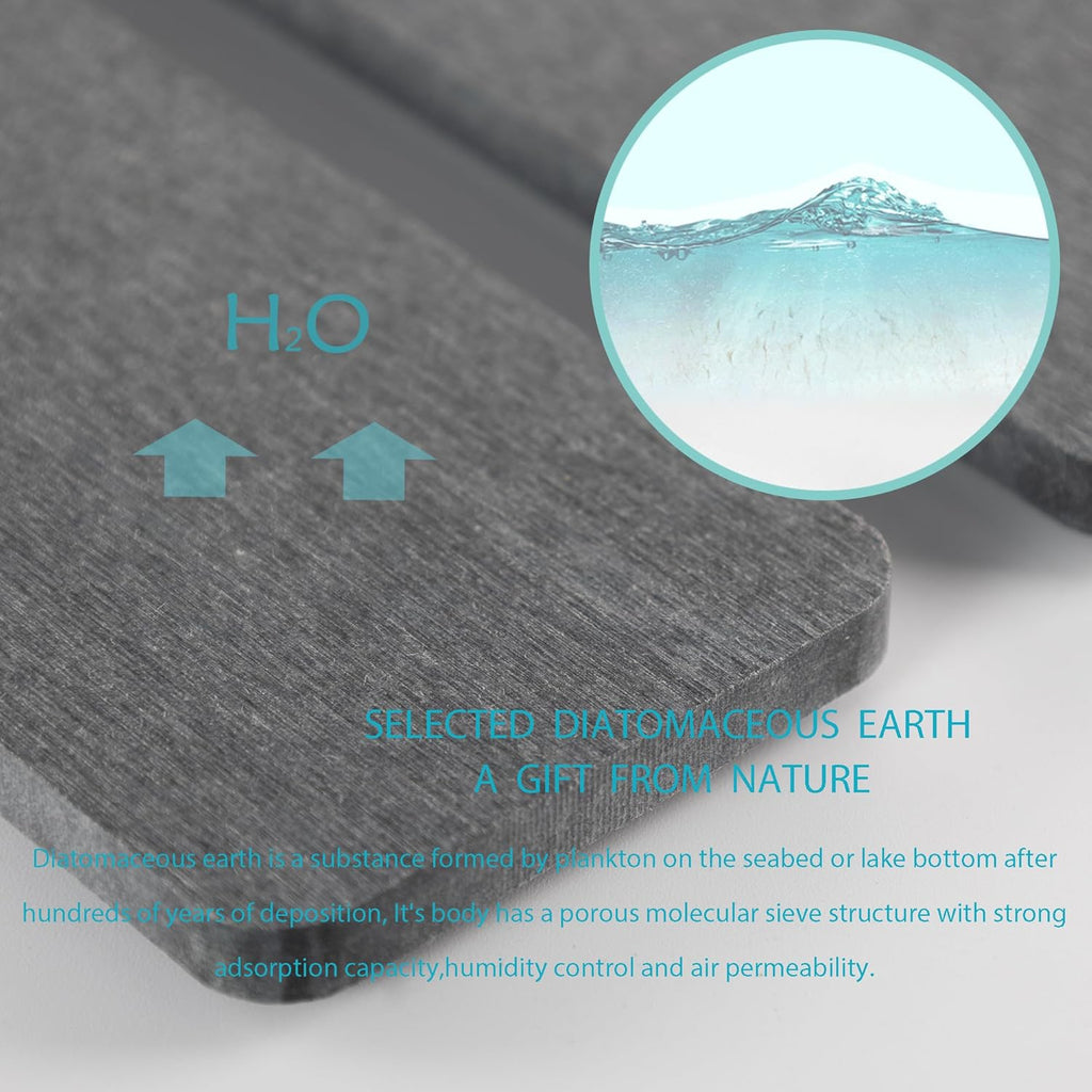 2 Pcs Water Absorbing Stone Trays, Kitchen/Bathroom Sink Soap Dish, Diatomite Tray Used for Hand Soap & Cosmetic Bottles in The Modern Home, 3.15" W x 11.8" L, Dark Gray
