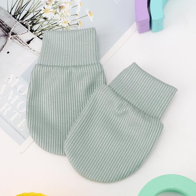 BQUBO 6 Pairs Newborn Baby Boys Girls Mittens 0-6 Months Unisex-Baby Infant Mittens Elastic No Scratch Wrist Gloves