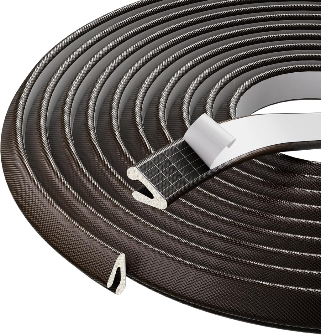 V Shape Foam Weather Stripping Door Frame Seal Strip 19.7FT Brown, Draft Stopper, Insulation Winter, Weatherstripping, Gap Sealing, Soundproofing, Self-adhesive Used for Exterior Front Door Side