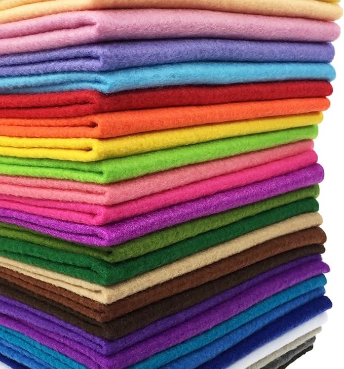 flic-flac 28pcs 12 x 12 inches (30cmx30cm) 1.4mm Thick Soft Felt Fabric Sheet Assorted Color Felt Pack DIY Craft Sewing Squares Nonwoven Patchwork