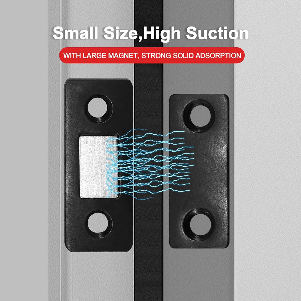 Cabinet Magnetic Catch, 6 Pack Black Ultra Thin Magnetic Cabinet Door Catch, Adhesive Cabinet Magnets for Kitchen Drawer Cabinet Door Closet, Concealed Strong Magnetic Cabinet Latch
