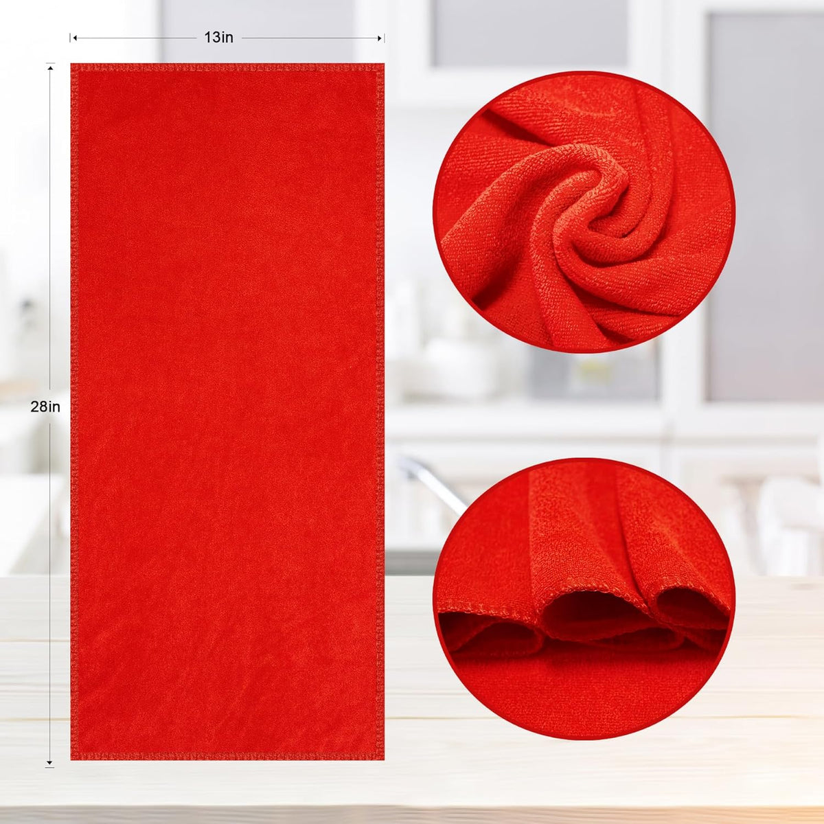 kimteny 13x28 Inches Kitchen Cloth Dish Towels, 400 GSM Premium Dishcloths, Super Absorbent Coral Velvet Microfiber Cleaning Cloths, Fast Drying Rags for Washing Dishes (8 Pack, Red)