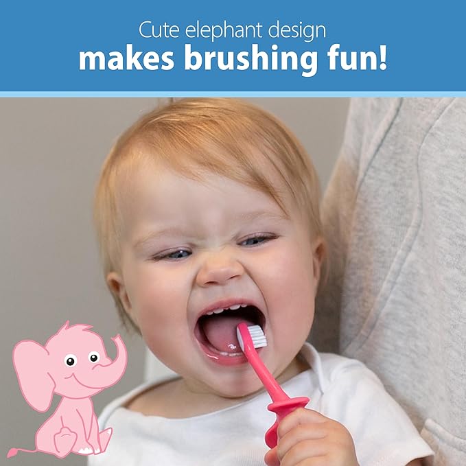 Dr. Brown's Infant-to-Toddler Toothbrush, Elephant, Pink, 0-3 Years