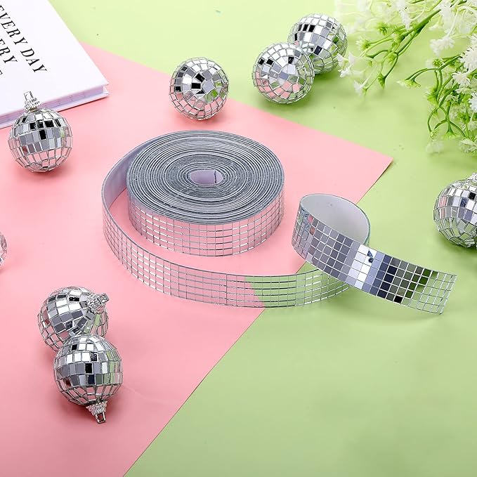 SATINIOR 16000pcs Disco Ball Mirror Tiles Self Adhesive for Crafts 5 x 5 mm Small Disco Tape Ball Stickers Square Mosaic Tiles Mirror Pieces for DIY Craft Party Decor