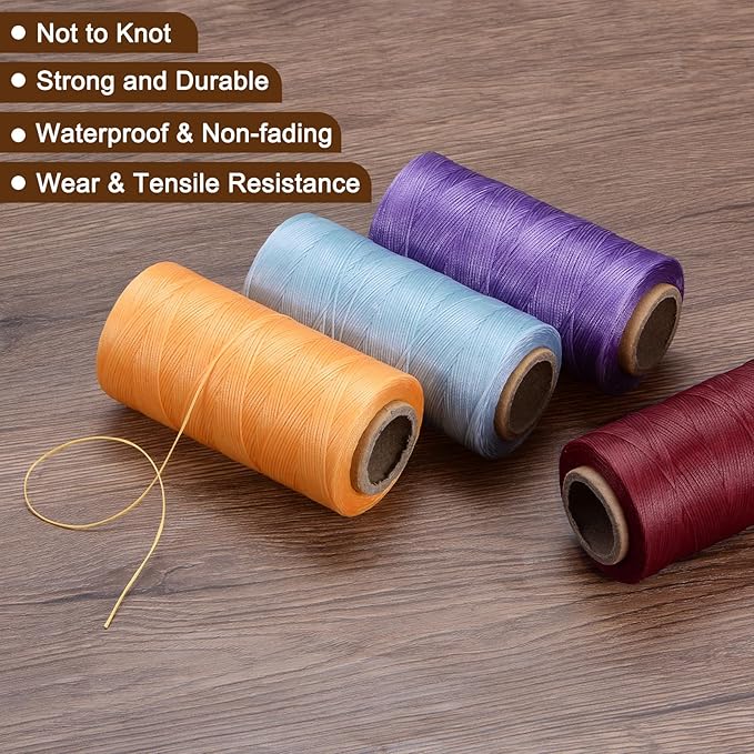 Uxcell 150D 0.8mm Flat Waxed Thread, 284 Yards, Polyester, Lotus Pink, Leather Sewing Waxed String