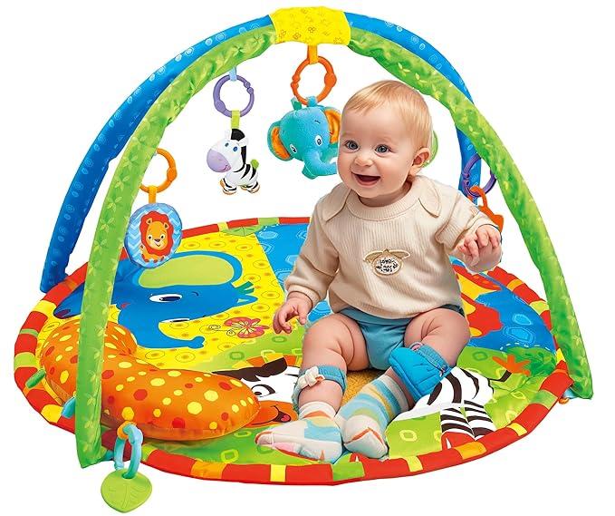 Baby Toddler Fold Acctivity Gyms Play Mats Colorful Baby Play Pad with Animal Toys, Lion