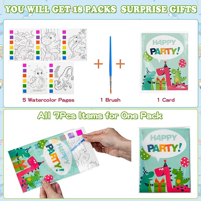 Rotu Water Coloring Books for Kids Party Favors for Kids 4-8 3-5, Birthday Gifts Classroom Prizes Goodie Bags Stuffers Bulk Art Craft Supplies, 18 Pack(126Pcs)