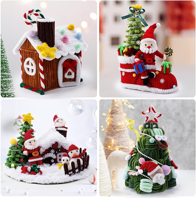 Caydo 300 Pieces 12 inch Christmas Pipe Cleaners for Christmas DIY, Creative Crafts Decorations (Red, Green, White)