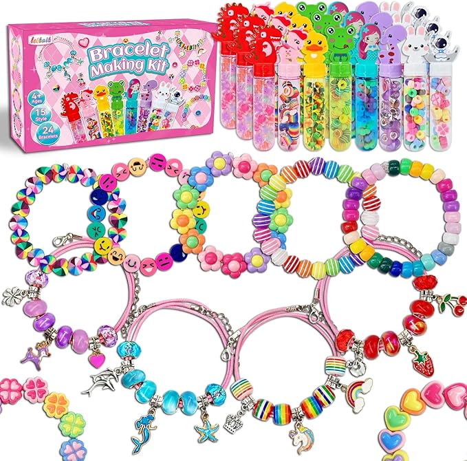 leitait 24 Pack Bracelet Wands,Charm Bracelet Jewelry Making Kit,Arts Crafts for Kids,Unicorn Party Favors Supplies,Goodie Bags Stuffers,Classroom Prizes,Birthday Gifts for Girls Ages 4-8 Years Old