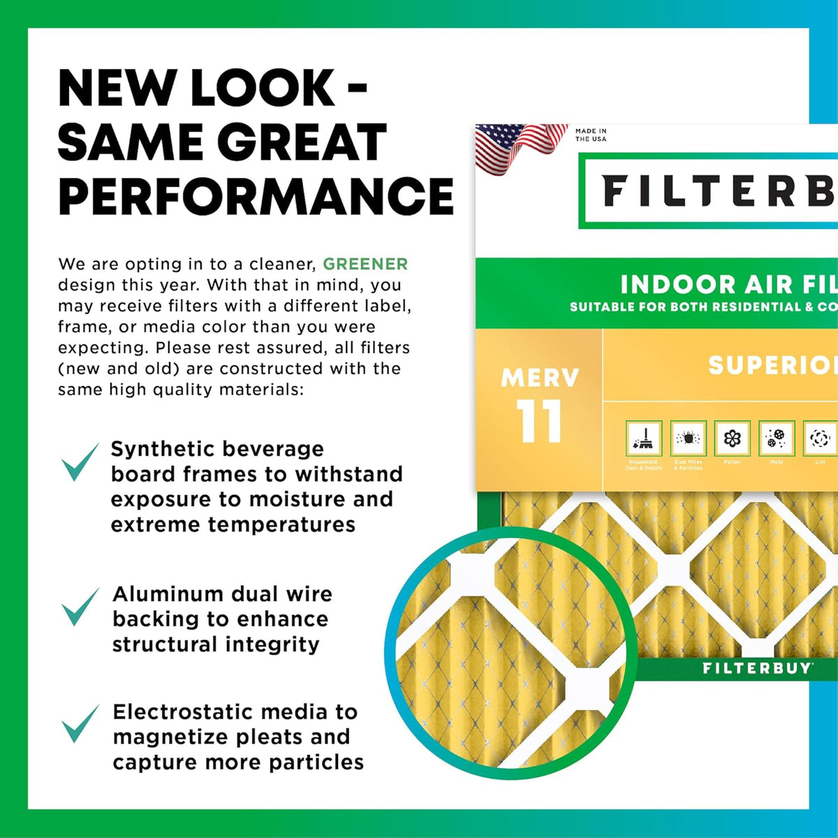 Filterbuy 18x25x1 Air Filter MERV 11 (MPR 1200) Allergen Defense Replacement (4-Pack), Electrostatic Pleated HVAC AC Furnace Filters, Made in USA (Actual Size: 17.50 x 24.50 x 0.75)
