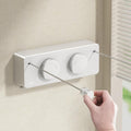 Retractable Twin Clothesline Indoor, Non-Sagging Outdoor Clothes Line Retracting Heavy Duty Clothes Drying Laundry Line Wall Mounted Stainless Steel Line-13.8Feets(Double Line-White)