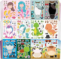Aowplc 36 Pcs Make-A-Face Sticker Sheets Kids Party Favors Mix and Match Stickers with Dinosaurs, Mermaids, Unicorns, Horses, Farm & Sea Animals for Parties, Birthdays, Classroom Activities & Crafts