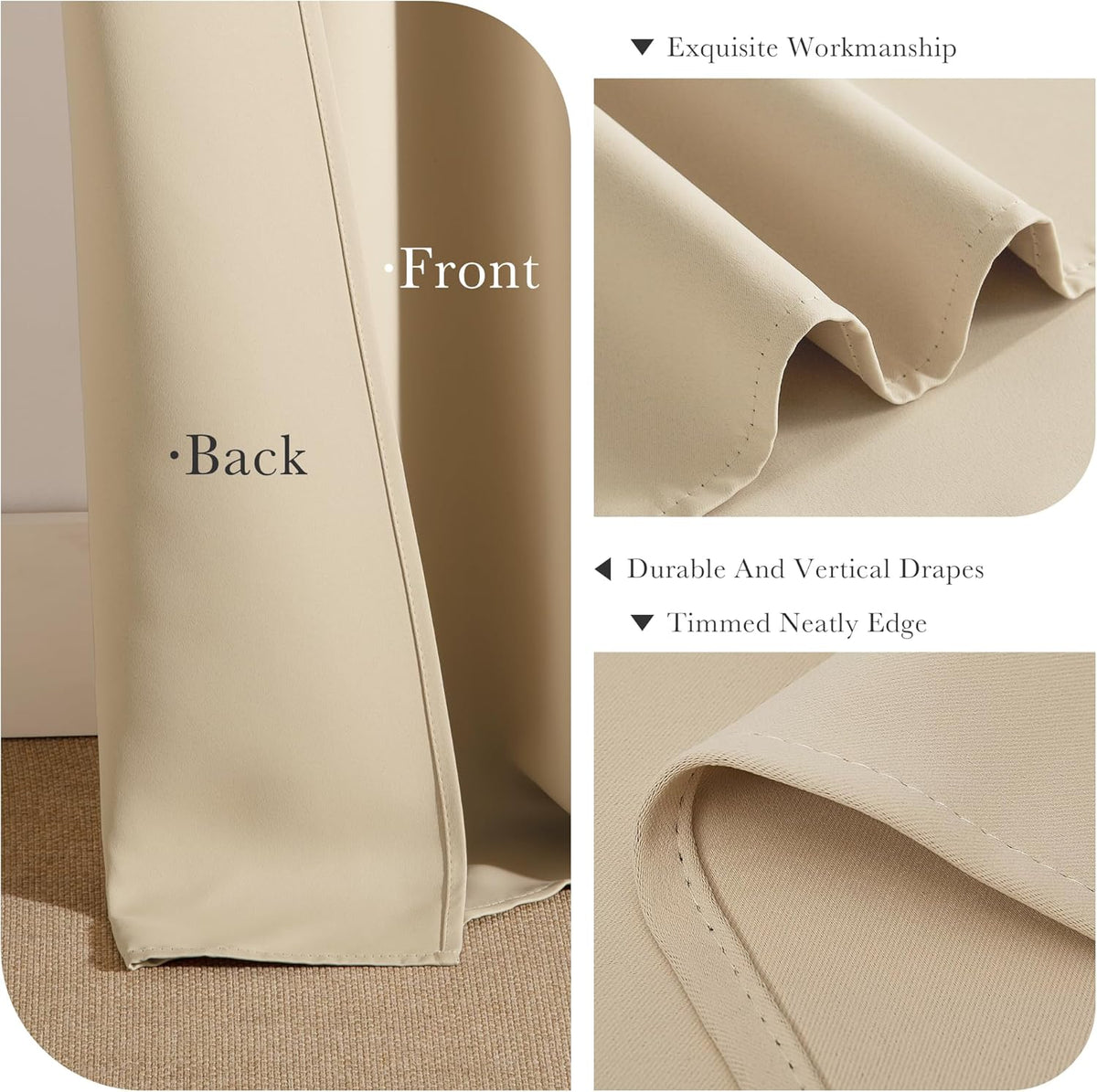 PONY DANCE 30 Inch Length Curtains - 2 Panels Blackout Thermal Insulating Small Curtain Tiers for Bathroom with Top Grommet (Biscotti Beige, 29 Inch Width)