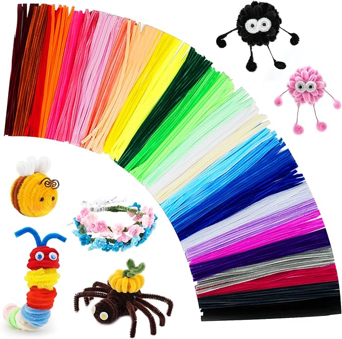 2500PCS Pipe Cleaners Craft, Pipe Cleaners Bulk for Arts and Crafts Supplies Multi-Color Chenille Stems DIY Project Room Decor,Christmas Decorations Creative Toys Gift (12inch*6mm,50colors)