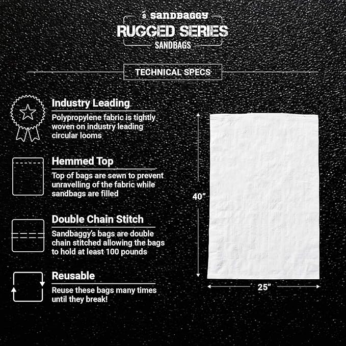 Sandbaggy Large Sandbags - Size: 25" x 40" - Thick Heavy Duty Contractor Bags, Heavy Duty Garbage Bags, Dumpster Bag, Construction Trash Bags, 6 mil (25 Bags)