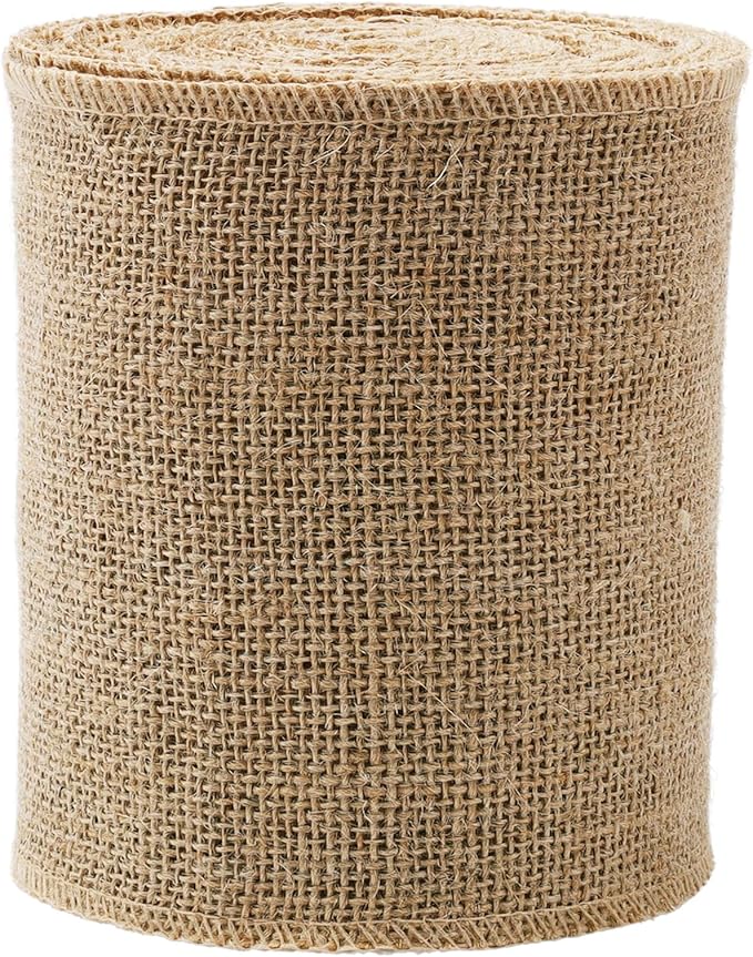 LaRibbons 6 Inch Burlap Wide Fabric Craft Ribbon，10 Yard, Natural Brown Ribbon for Bow Crafting,Wreath-Making, Tree Decoration