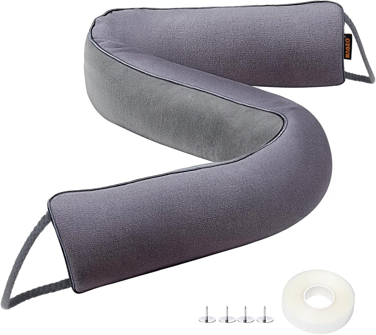 MAGZO Door Draft Stopper, 34 Inch Under Door Draft Blocker Noise Stopper, Weighted Wind Blocker Draft Guard for Bottom of Door, Gray