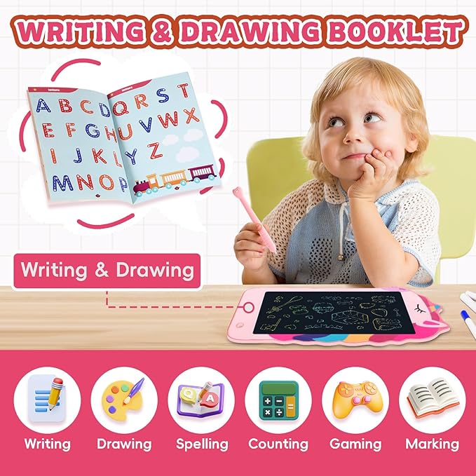 Unicorn Toys LCD Writing Tablet for Girls Kids, Colorful Toddler Toys Drawing Board, Educational Kid Toys Doodle Pad Toys for 3 4 5 6-12 Years Old Girls Boys Birthday Party Christmas Gift, 8.5 Inch