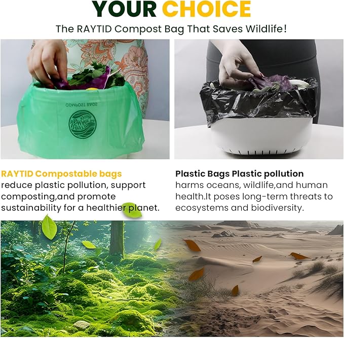 Compost Bags 1.3 Gallon,150 Count,Compostable Small Trash Bags for Kitchen Countertop Compost Bin 0.75, 1,1.2, 1.3Gallon,ASTM D6400, US BPI and Europe OK compost HOME certified