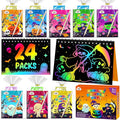 ZMLM Rainbow Scratch Party Favors Kids: Birthday Gifts Toy Bulk Scratch Art Notebook 24 Pack Birthday Goodie Bags Stuffers Girls Boys Art Craft Pad Classroom Prizes School Teacher Supplies (Halloween)