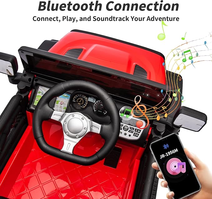 4WD Kids Ride on Car Truck, 12V 7Ah Kids Electric Vehicles Car Ride on Toy for Toddlers 3-5 with Remote Control - Red
