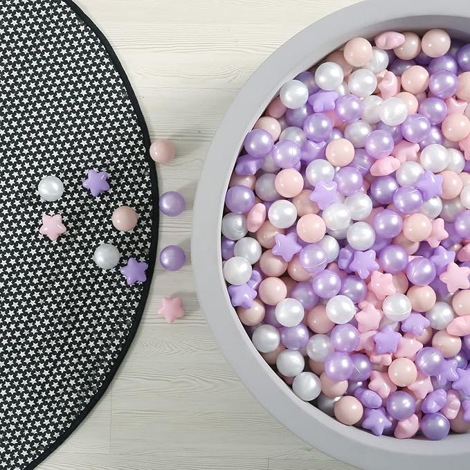 GOGOSO Balls for Ball Pit - Plastic Ball for Toddlers 1-3, Baby Kids Ball Pool Decoration 50 100 200 300 500 1000 (A Purple+Pink+White+Clear, 500 Balls)