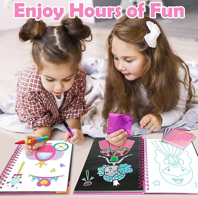 FUNNYB&G Foil Art Craft Activity for Kids - Halloween Crafts Gift Party Favors for Kids Fun Art Supplies Creative Birthday Gift Travel Toys for Girls Boys 4 5 6 7 8 9 Years Old(Princess)