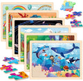 LACCHOUFEE 6 Pack Wooden Vehicle Puzzles for Kids Age 3 4 5 Year Old, 60 Pcs Montessori Toddler Animals Jigsaw Puzzles for Girl boy Activities Preschool Learning Birthday Gift Travel Autistic Toy