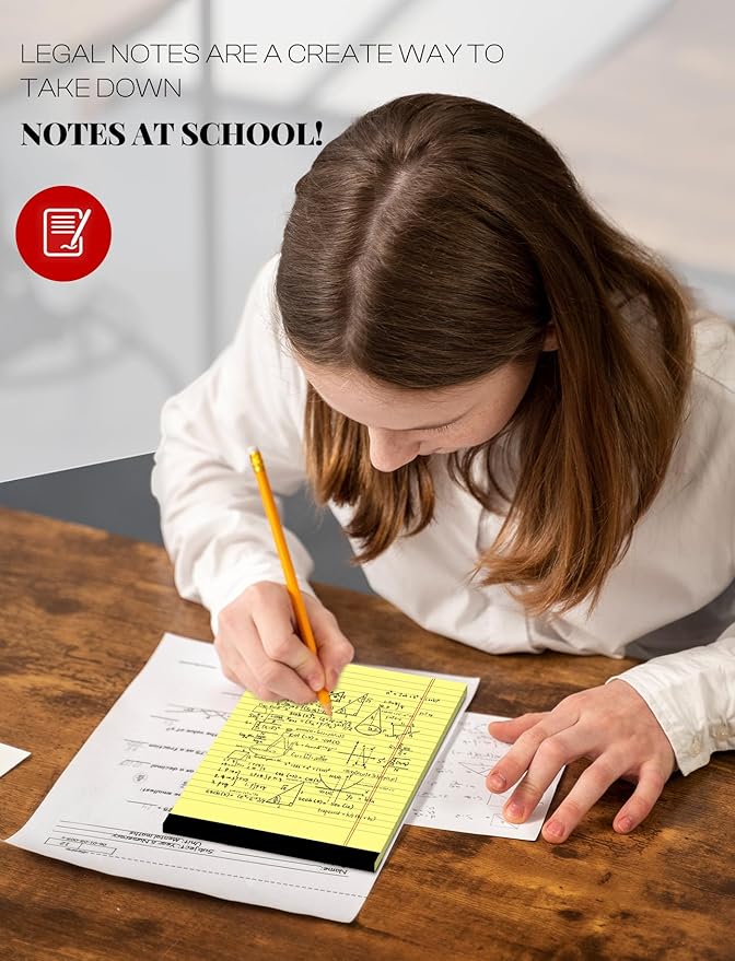 12 Pack Small Yellow Legal Pads 5x8 Note Pads 5x8 College Ruled Yellow Notepads 5x8 Narrow Ruled Yellow Paper Pads 25 Lines 80 GSM Small Paper Tablets 5x8" Lined Notepad With 30 Sheets Per Legal Pad