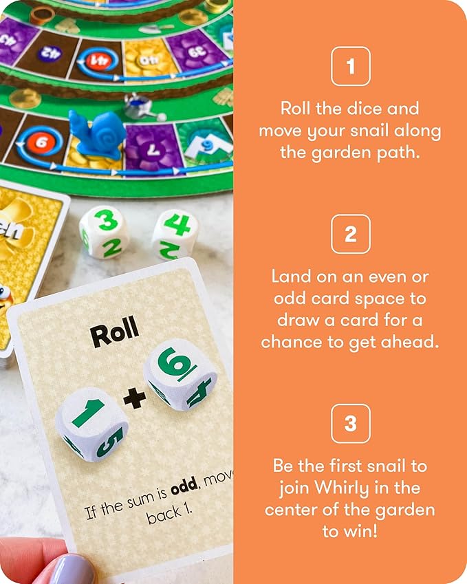SimplyFun Whirly’s World - Educational Board Game for Kids - Math Game to Teach Concept of Even & Odds - 2-6 Players, Ages 6 & Up
